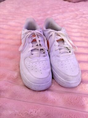 Nike Kids White Sneakers with Orange Accent